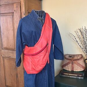 Gorgeous LATICO Red Coral Leather Crossbody Sling Bag